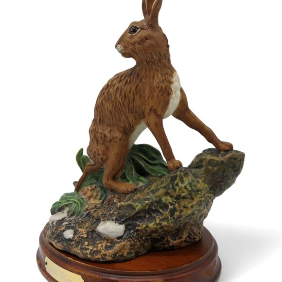 ROYAL DOULTON Wildlife Collection Hare DA6 Figurine on Wooden Base Vintage - Picture 3 of 13